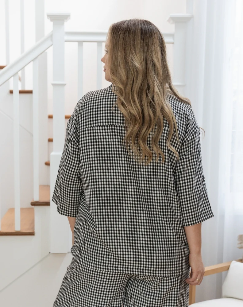Bella Shirt - Black Gingham - Image 13