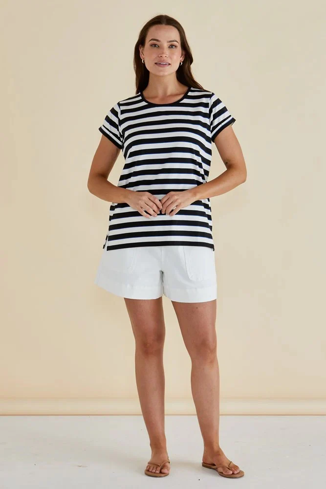 Caia Crew Tee - Blue/Black Stripe - Image 3