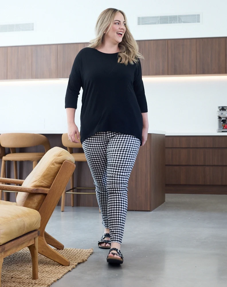 Gingham Leggings 2.0 Full Length Black & White - Image 3