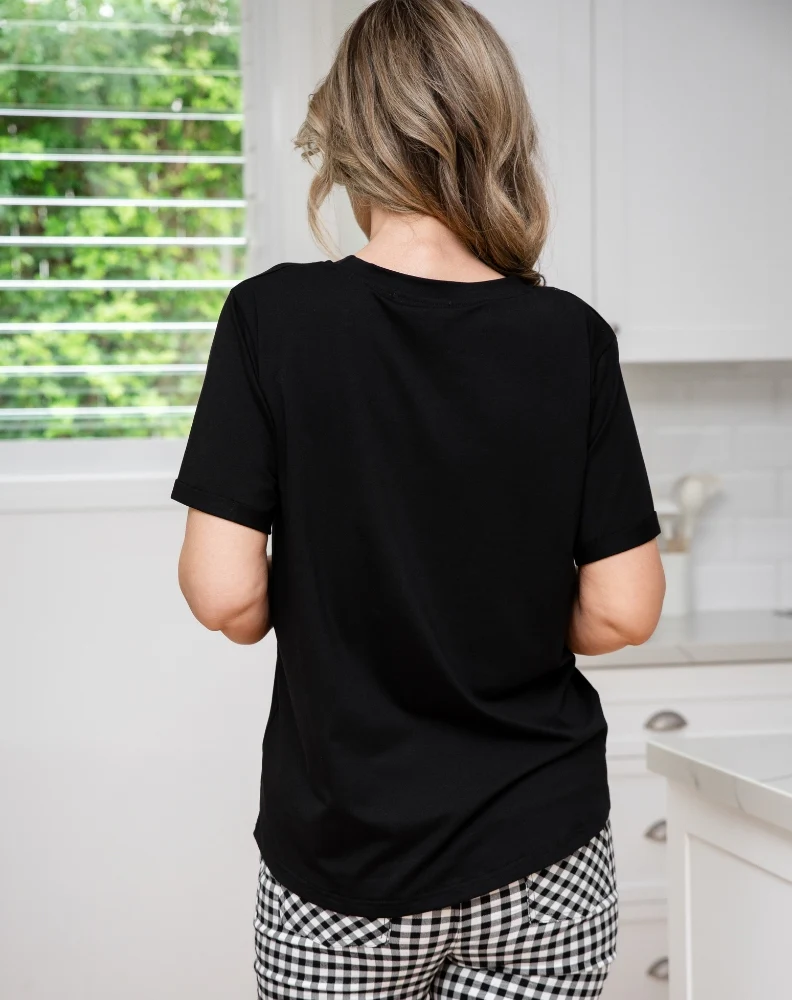 Cross Sequin Tee - Black - Image 9