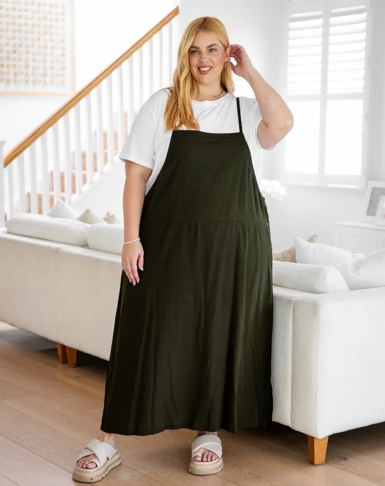 Apron Dress -Khaki - Image 5