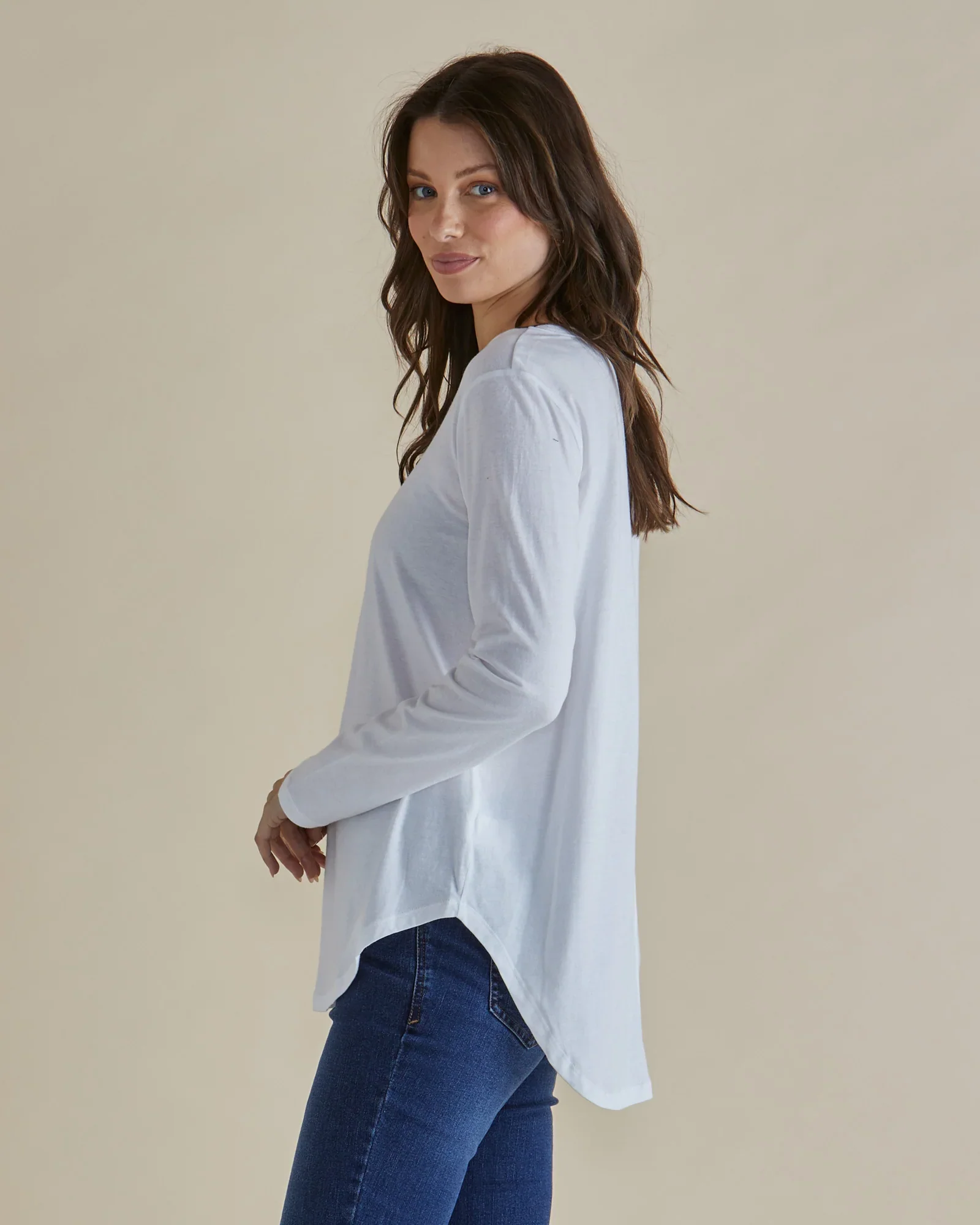 Megan Long Sleeve Top - White - Image 3