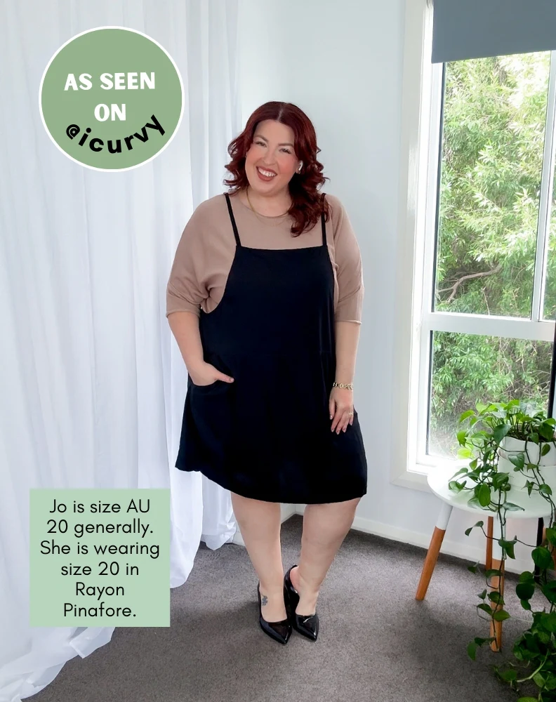 Rayon Pinafore Dress - Black - Image 3