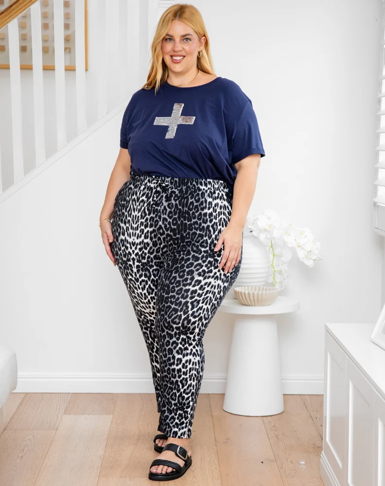 Slouch Pant - Black/White Animal - Image 8